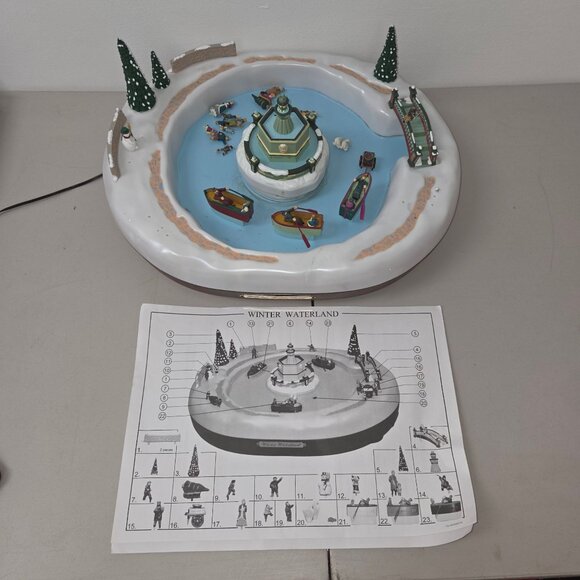 Mr Christmas Winter Waterland Village Fountain Pond Boats 50 Holiday Songs - Picture 2 of 5